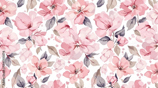 Fototapeta Seamless, Repeating Watercolor Flower Background Pattern. Repeating Fashion Design Pattern.