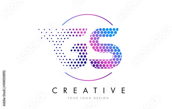 Fototapeta GS G S Pink Magenta Dotted Bubble Letter Logo Design Vector