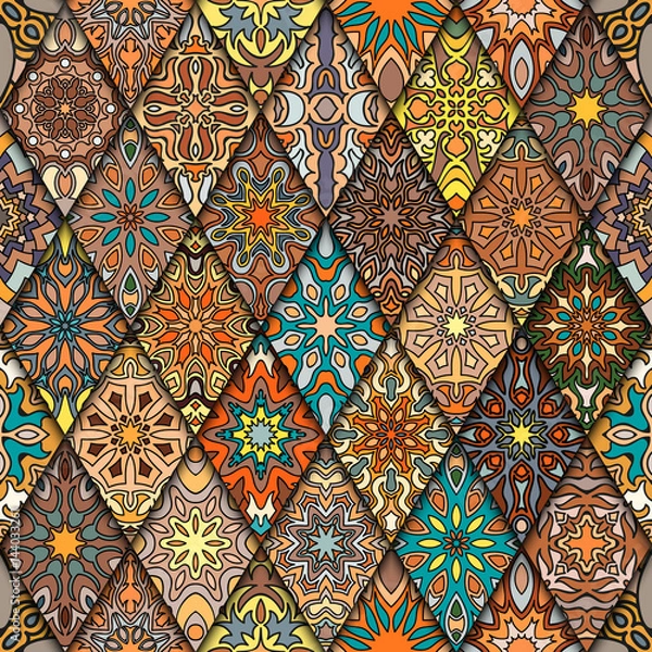 Fototapeta Seamless pattern. Vintage decorative elements. Hand drawn background. Islam, Arabic, Indian, ottoman motifs. Perfect for printing on fabric or paper.