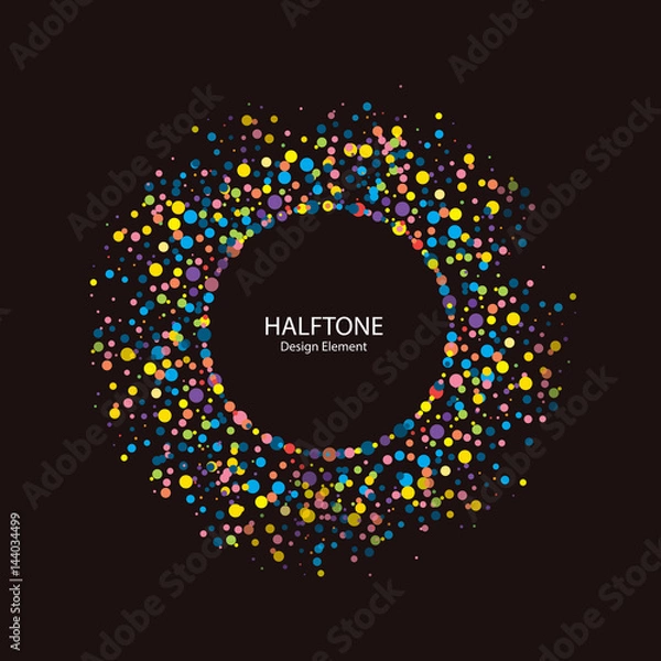 Fototapeta Vector Halftone Background Dot Frame. Bright Design Element, Multicolored Circles