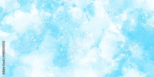 Fototapeta Beautiful watercolor background of snow floating into air randomly, light blue bokeh background for wallpaper, invitation, cover and design, Abstract light blur defocused blue background with bokeh.