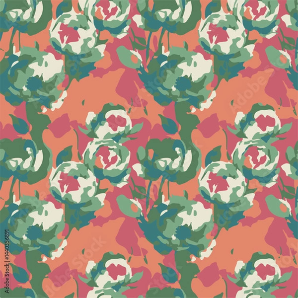 Obraz abstract, vector, monochrome, big flowers, all over textiles design, illustration digital image can be used for wrapping paper