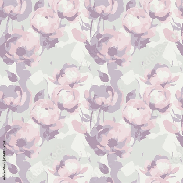 Obraz abstract, vector, monochrome, big flowers, all over textiles design, illustration digital image can be used for wrapping paper
