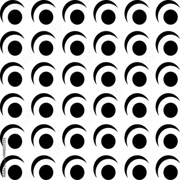 Fototapeta black and white seamless pattern circle half moon pattern repeated design ornament decorative vector illustration