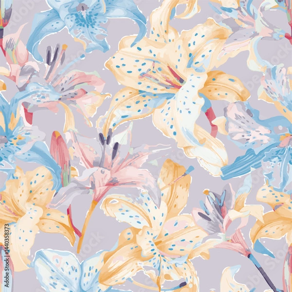 Obraz abstract, vector, monochrome, big flowers, all over textiles design, illustration digital image can be used for wrapping paper