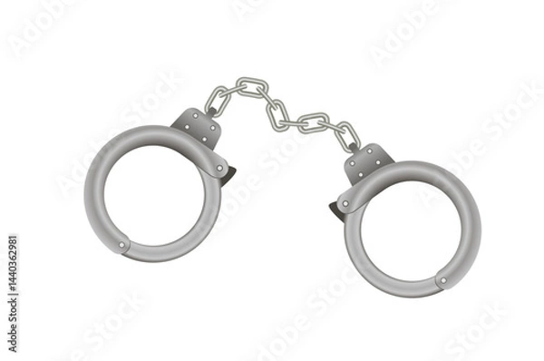 Obraz Vector drawing, handcuffs, black and white icon, silhouette.