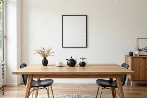 Fototapeta Cozy and Minimalist Dining Room with Natural Light and Simple Decor