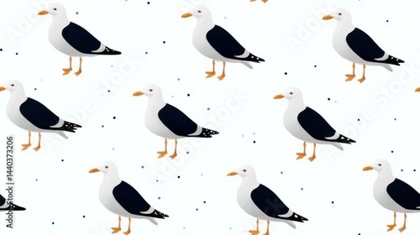 Fototapeta painted seagull patern