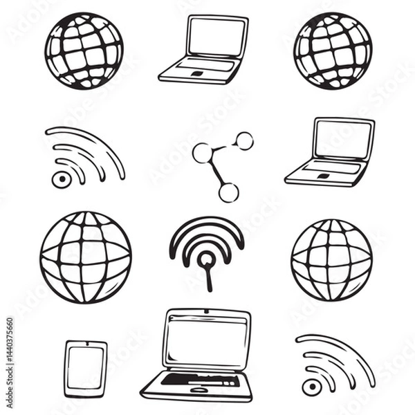 Fototapeta computer network icon set