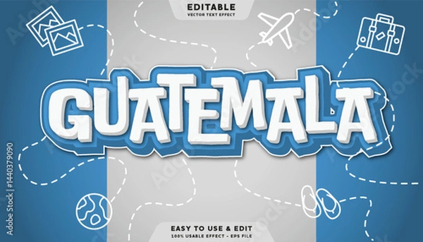 Fototapeta Guatemala editable text effect with modern and simple style