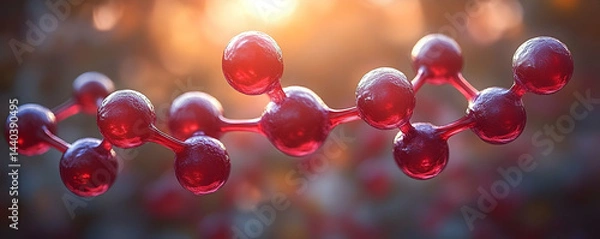 Fototapeta Red Molecular Structure 3D Illustration