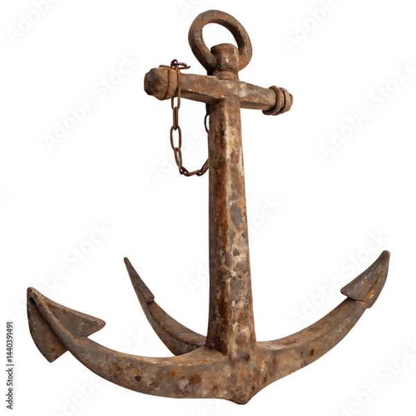 Obraz Rusty old anchor isolated on black background