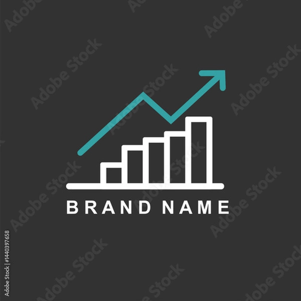Obraz Simple vector logo about finance theme with bar chart model and up arrow sign