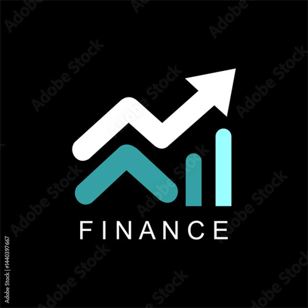 Obraz Simple vector logo about finance theme with bar chart model and up arrow sign