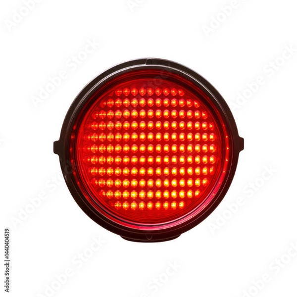 Fototapeta Bright Red LED Round Traffic Light Close-up