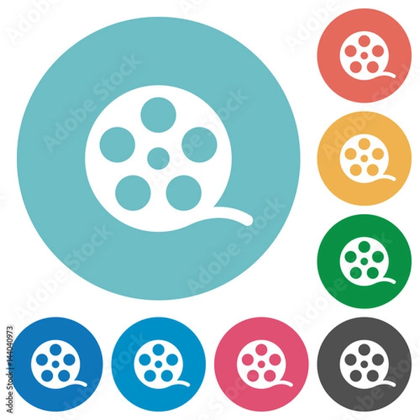 Obraz Movie roll flat round icons