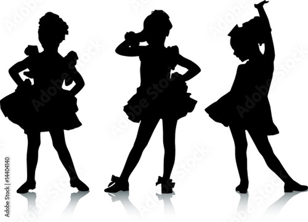 Obraz happy silhouette children