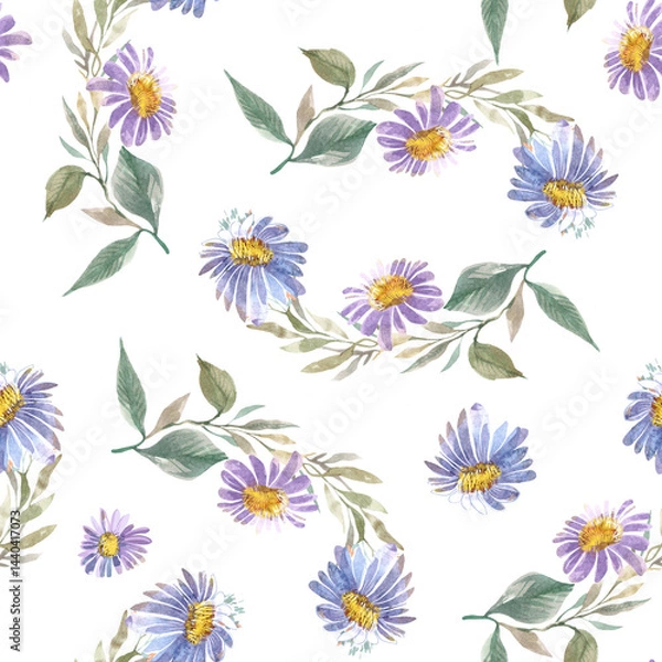 Obraz seamless pattern with blue daisies