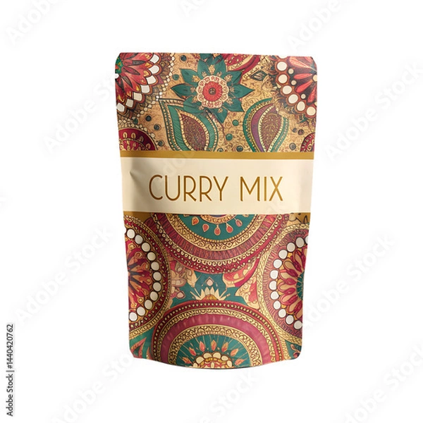 Fototapeta Decorated Curry Mix Pouch, Transparent Background
