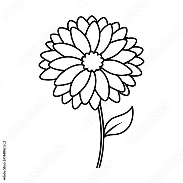Fototapeta Simple Line Drawing of a Flower