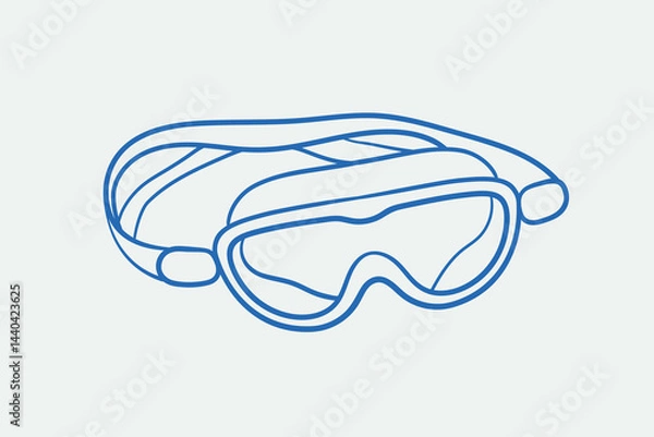 Fototapeta Hand-drawn snorkel mask Illustration. Line art, ink, minimalist style. Vector illustration. Summer collection.