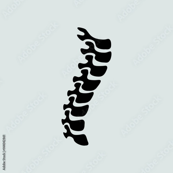 Obraz Vector human spine isolated silhouette illustration. Spine pain medical center, clinic, institute, rehabilitation, diagnostic, surgery logo element. Spinal icon symbol design. Concept of scoliosis
