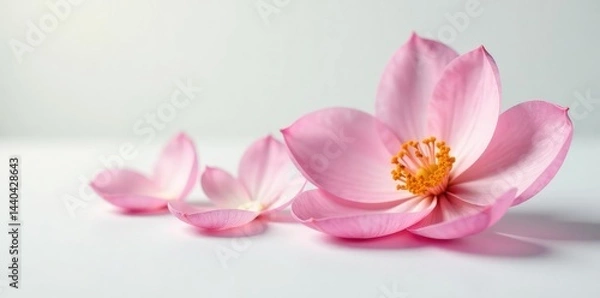 Obraz Delicate flower petals unfolding on a white surface, white, simple