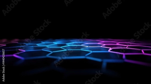 Obraz Glowing neon honeycomb pattern futuristic floor