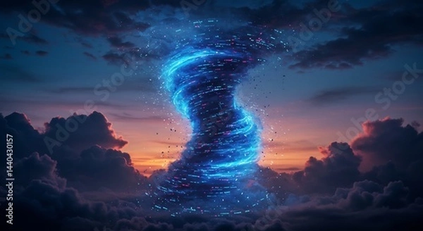 Obraz Glowing Digital Vortex in a Dramatic Night Sky