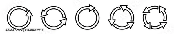 Fototapeta circle arrow icon set, containing refresh, rotation, reload, Repeat and more,  recycle symbol Vector illustration.