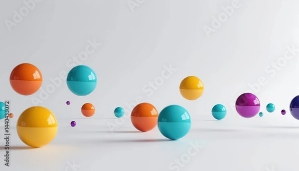 Obraz Colorful glossy spheres levitate on white background Abstract 3D rendering design