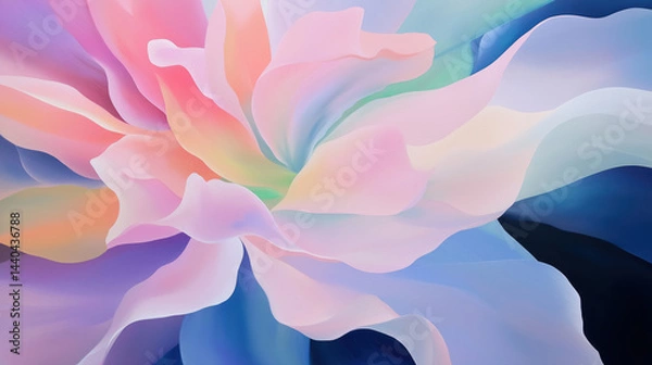Fototapeta Giant mystical flower painting with soft pastel colors and flowing petals creating dreamy effect