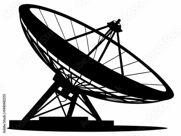 Fototapeta Large satellite dish antenna icon silhouette vector