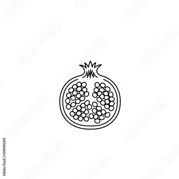 Fototapeta The pomegranate halves icon, representing the concepts of juicy fruit, healthy nutrition, and vitamins