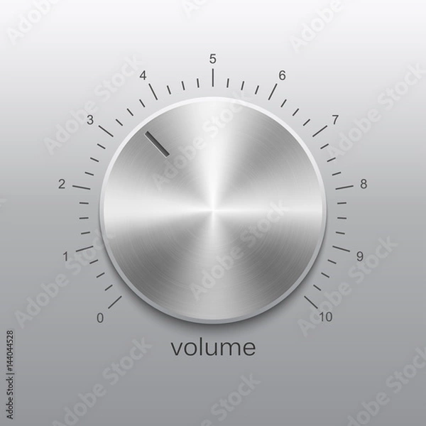 Obraz Volume button with metal texture and number scale