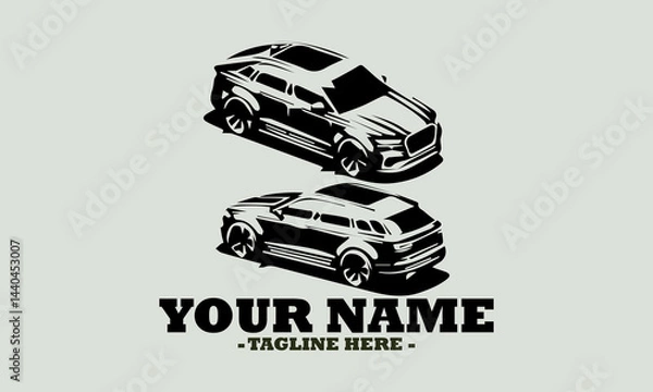 Obraz Car illustrations vector design, vehicle silhouettes vector art, car logo design. Black and white cars