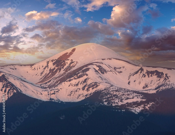 Fototapeta Sunset spring Carpathian mountains
