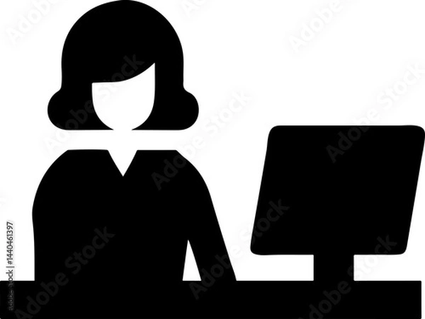 Obraz a silhouette of a woman working-on a computer 23 