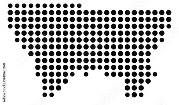 Fototapeta Symbol Map Of the County Alleghany (North Carolina, US) showing the County with a few black dots