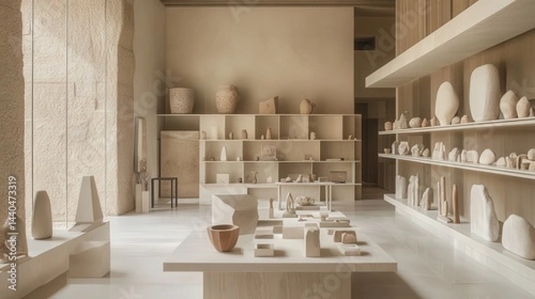 Fototapeta With its neutral tones, the studio serves as the perfect backdrop, providing a clean environment for product displays and exhibitions.