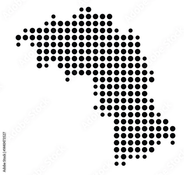 Fototapeta Symbol Map Of the County Mitchell (North Carolina, US) showing the County with a few black dots