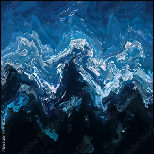 Obraz Abstract blue acrylic liquid marble surface design. colorful wavy on background. creative brush stroke art. illustration art