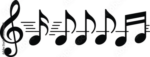 Fototapeta Musical notes with clef vector illustration design for backgrounds graphic projects and creative compositions