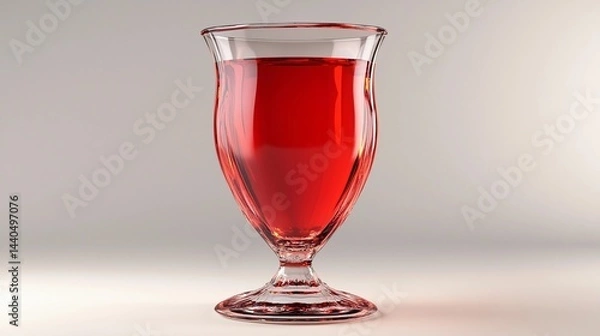 Fototapeta A glass of red wine is sitting on a table