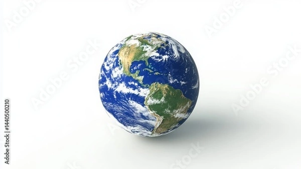 Fototapeta Recycle icon with Earth globe centered - clean white background. 