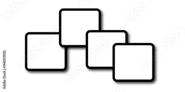 Fototapeta Set of vector origami banners with shadow. Square shape of paper banner. Square 4 sided geometric shape line art vector icon for apps and websites. Round Squares.