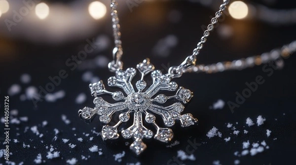 Obraz shimmering snowflake pendant necklace with intricate detailing and sparkling crystals.