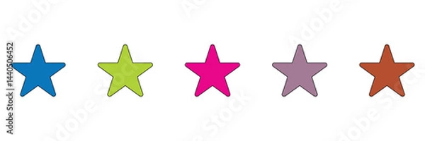 Fototapeta five star icon on white background. Five stars review rating vector illustration. Top quality rating symbol. Eps file 18.