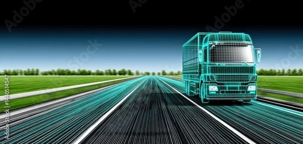 Obraz autonomous trucks are revolutionizing transportation and logistics with cutting-edge digital technology, providing smart vehicle solutions for freight and cargo delivery across a connected network