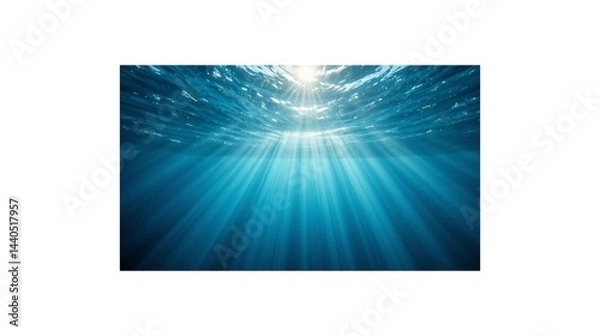 Fototapeta Aquatic serenity: sunlit beams penetrating the clear blue underwater.